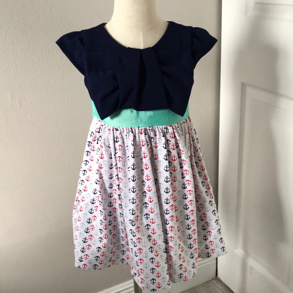 RARE EDITIONS Girls Knot Anchors Dress | 4T